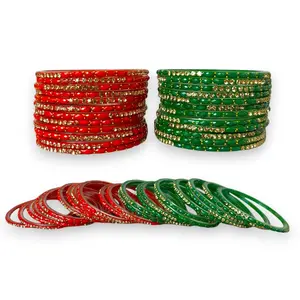 Graceful Glass Bangles | Colorful Ethnic Jewelry for Weddings, Teej, Navratri | Elegant Gifts | 2.4, 2.6, 2.8 Inch Sets