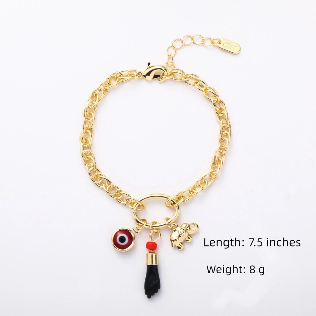14K Gold Plated Adjustable Evil Eye Elephant Bracelet 14K Gold Plated Adjustable Evil Eye Elephant Bracelet