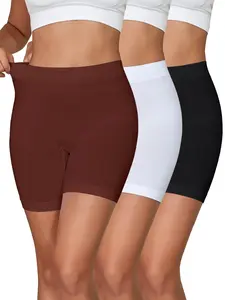 Women's High Waist Seamless Underwear, 3 Pack Slim-Fit Casual Safety Pants, All-Season Breathable Comfortable Moderate Stretch Bottoms High Waisted Seamless