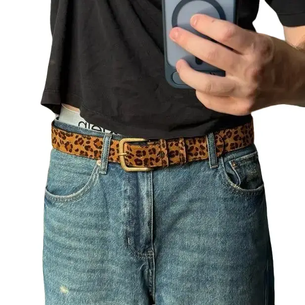 Cheetah Leopard Print Belt Y2K Fashion Accessory for Stylish Looks Cheetah Leopard Print Belt Y2K Fashion Accessory for Stylish Looks