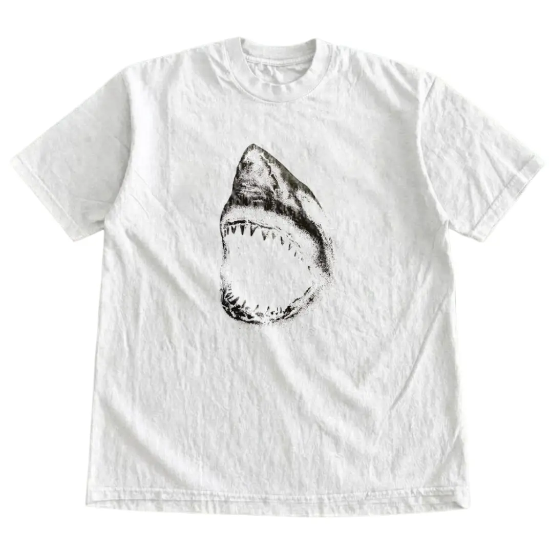 Style Shark 'Jaws' T-Shirt, Ocean Lover Shirt, Animal Tee, Gifts Shirt, Vintage Graphic Tees, Men's Women's T-Shirt, Gothic Grunge Y2k Emo Scene Amity Affliction Style Clothes Men Women Streetwear