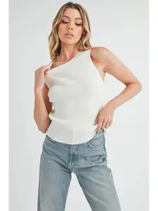 JADINE KNIT TOP TANK TOP WHITE