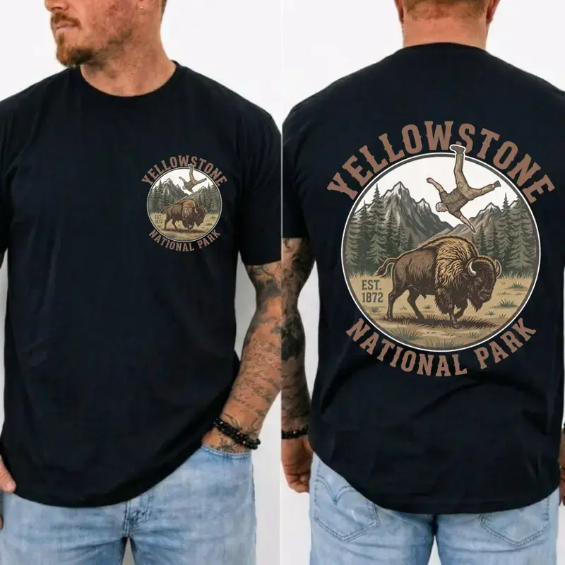 Vintage Yellowstone Bison Shirt, Funny National Park Graphic Tee, Wildlife Lover Gift