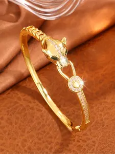 One piece set of fashionable classic copper stainless steel bracelet, a daily fashion item with unique and exquisite design, suitable for daily, Mother's Day, Thanksgiving and New Year gifts, Rhinestone Bracelet, Rhinestone Bangle