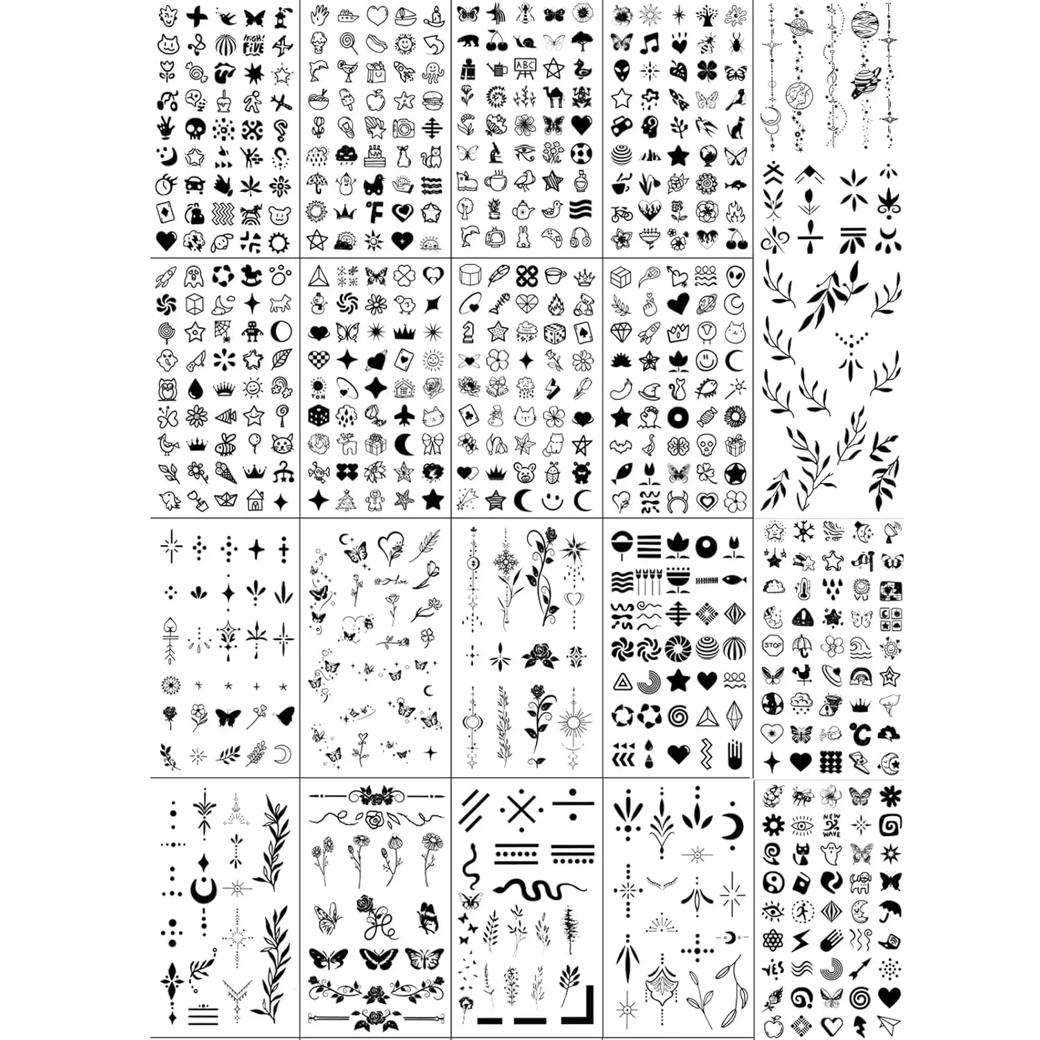 650 Pcs Tiny Small Finger Temporary Tattoos Stickers For Women Men Hands, Realistic Bulk Mini Black Long Lasting Waterproof Fake Temp For Adult Body Finger Neck Decation Q726