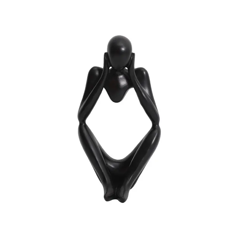 1pc Abstract Resin Thinker Statue, Abstract Figure Sculpture for Creative Desktop Decoration, Unique Home Office Art, Indoor Outdoor Bookshelf Decor, Decorative Sculptures