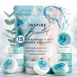 EvolutionUSA 15pc Inspire Breathe Shower Steamers – 15 Mint & Eucalyptus Shower Steamers for Women & Men