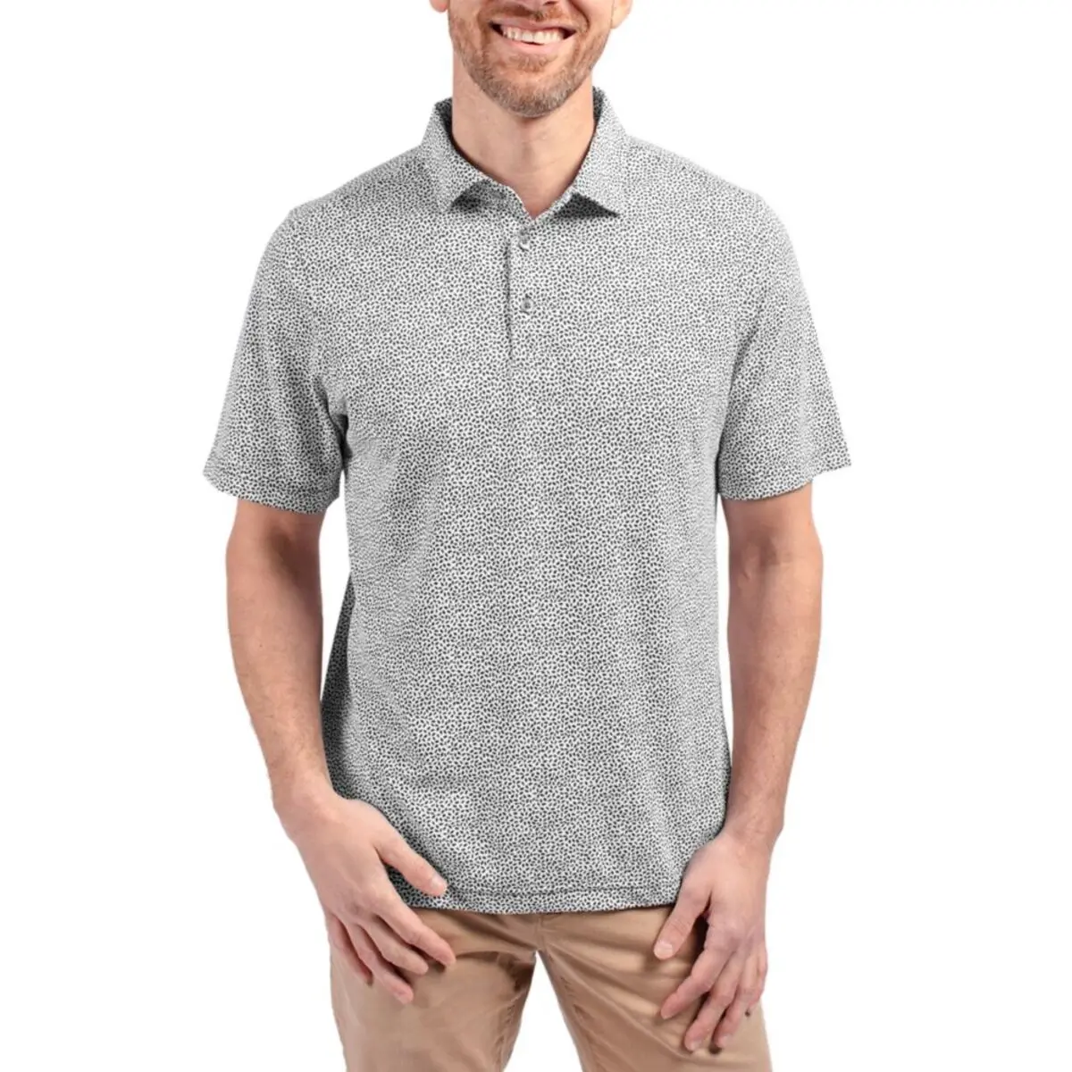 Cutter & Buck Virtue Eco Pique Botanical Print Recycled Mens Polo