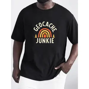 Geocache Junkie Printed T-Shirt, Men T-Shirt, Summer Casual Short Sleeve T-Shirt - durable heavy cotton, for Moms, outdoor adventure, street casual