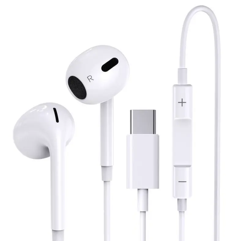 USB‑C Wired Earphones with Built‑in Mic, Volume Control, Stereo Sound - Compatible with iPhone 15 Series, Samsung Galaxy, Pixel, OnePlus and Other USB‑C Enabled Smartphones