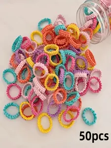 50pcs Bulk Pack Anti-Slip Hair Bands, High Elasticity Rubber Hair Ties, Scrunchies, Multicolor Headbands for All Season Use, Daily Wear and Holiday Gifts