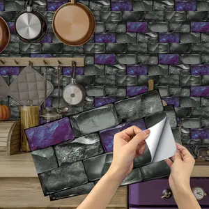 6pcs Self-Adhesive Tile Stickers, Realistic Brick Style Crystal Pattern, Kitchen Living Room Renovation, No Residue Removable Decorative Tiles