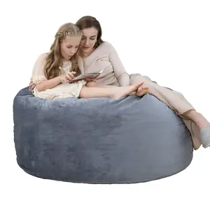 Foam Bean Bag Chair,  Memory Ultra Soft Microfiber Velvet Bean Bag with Washable Cover, Adjustable Foam Filling, for Adults & Kids