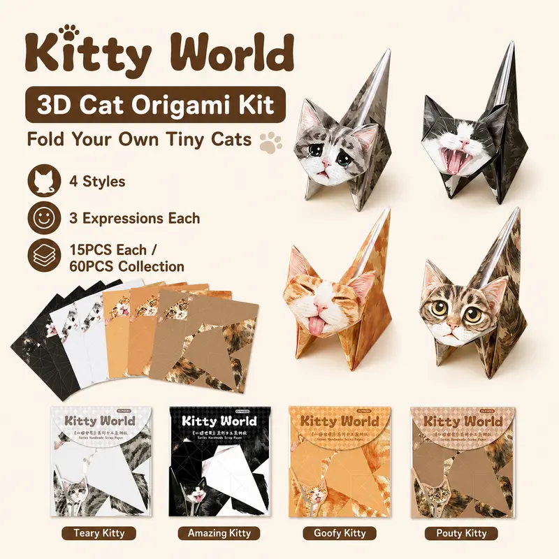 Kitty World 3D Cat Origami Kit