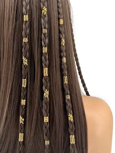 Vintage Bohemian Geometric Alloy Hair Jewelry Set, 90pcs Hair Cuffs & Clips for Stylish Hairstyles and Braiding Styles, Perfect Gift for Women & Girls All Seasons