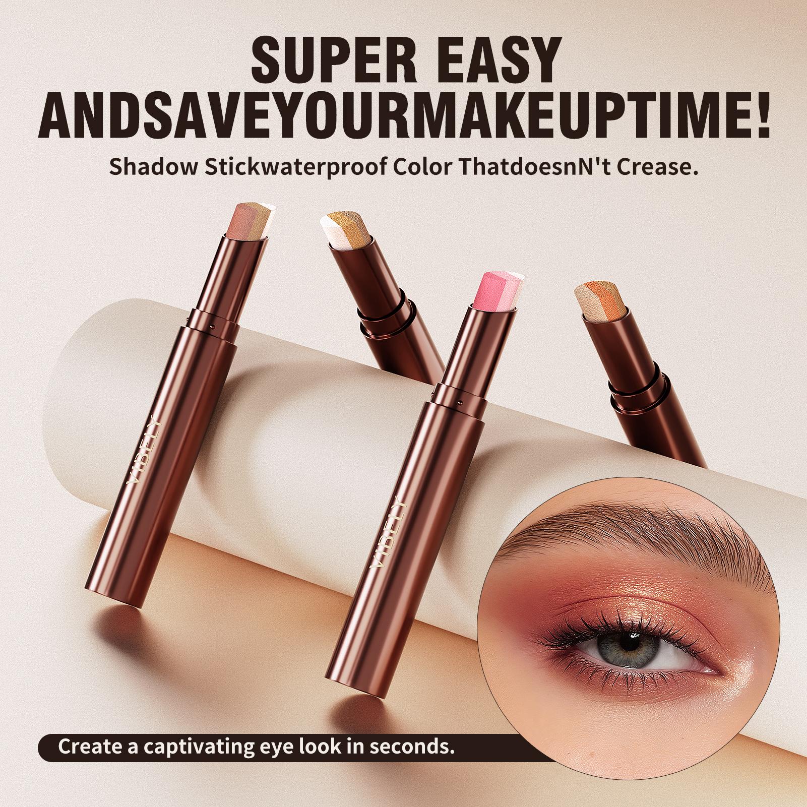 3-in-1 Dual Color Glitter Gradient Eyeshadow Stick - Hypoallergenic, Waterproof, Alcohol-Free, with Primer for Evening Makeup, Easy to Blend, Shimmer Gradient Glow for Effortless Routine, Alt Makeup Pencil