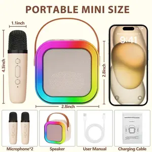 Mini Karaoke Machine for Kids & Adults Portable Bluetooth Speaker with 2 Wireless Microphones  Birthday Gifts Toys for Girls Toddler Karaoke Player Great Song Wireless Speaker USB Multifunction Machine with Party Lights