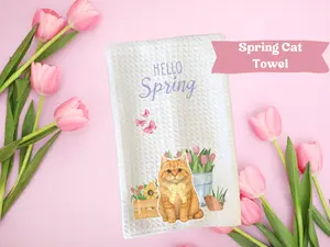 Spring Cat Kitchen Towel- Home Decor 16x 24