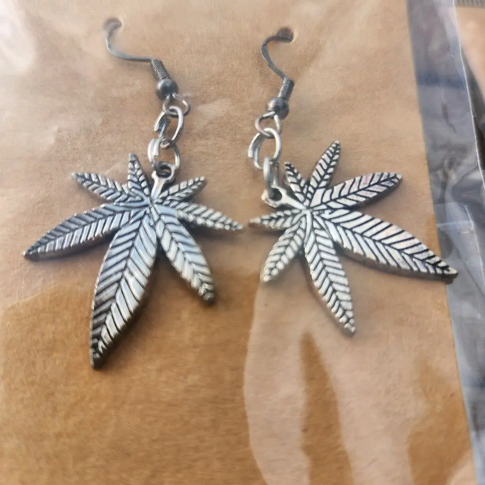 420 cannabis leaf charm earrings