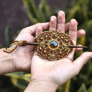 Amber Mist - Native Beaded Hair Barrette Inspired by Boho Elegance - Handmade by Mexican Artisans - Mother Sierra