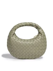 Mini Woven Dumpling Bag, Women's Handwoven Crossbody & Shoulder Purse, Fashion Chain Top-Handle Tote Bag