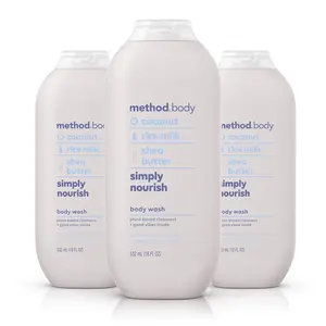 Method Body Wash, Simply Nourish, Paraben and Phthalate Free, 18 oz (Pack of 3)