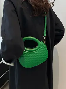 Women's Retro Candy Color Shoulder Bag, Unique Design Handbag, Fashionable Striped Crossbody Bag, New Arrival Trendy Accessory