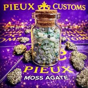 PIEUX CUSTOMS Moss Agate Crystal Earth Blessing Agate Heart and Root Supports Growth Balance Abundance and Steady Life Flow Raw Stone (small valve)