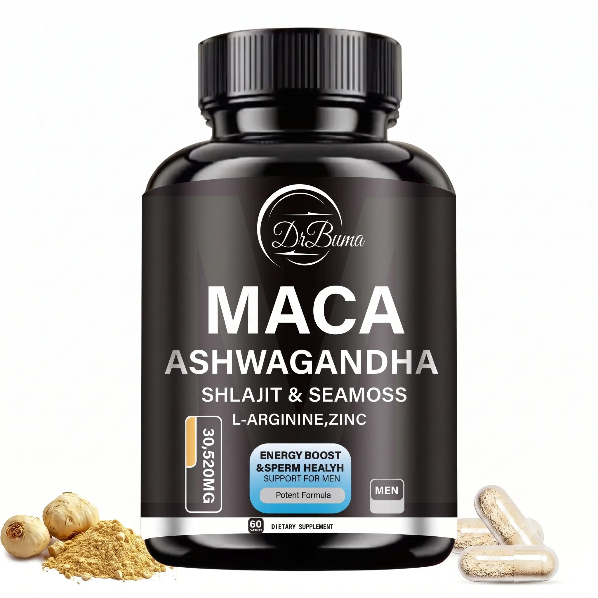 Maca Root Capsules | 60 Powder Pills | for Women and Men | Red, Yellow, and Black | Non-GMO, Gluten Free Supplement   Vitality Support for Men & Women