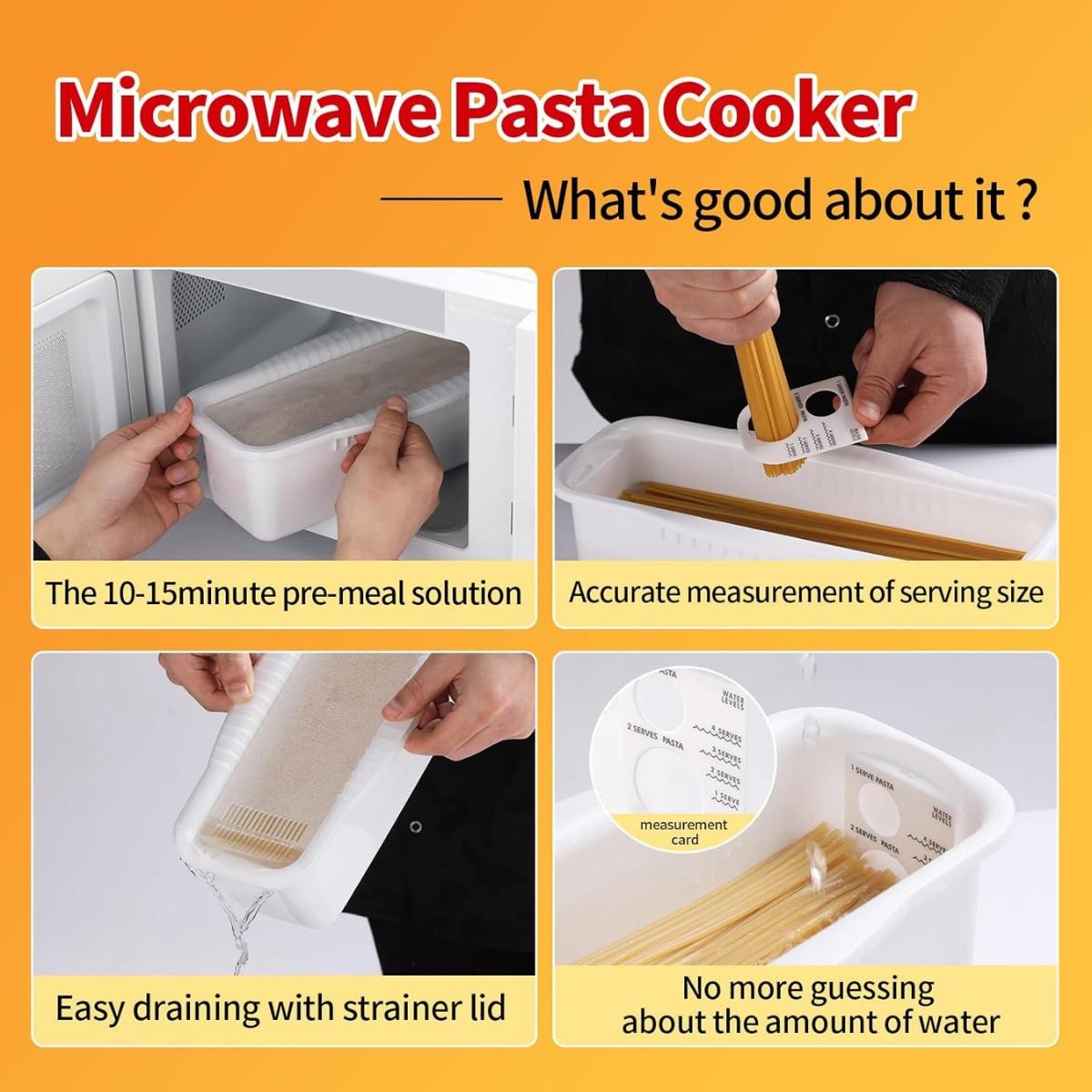Microwave Pasta Cooker Pot with Strainer Lid, Spaghetti Cooker Microwave Pasta Maker with Water Level Measurement, Portion Control Pasta Cooking Container, Quick Meal Prep Kitchen Gadget for Dorm Office Apartment Easy Cook Healthy Food 2026 Microwave Pasta Cooker Pot with Strainer Lid, Spaghetti Cooker Microwave Pasta Maker with Water Level Measurement, Portion Control Pasta Cooking Container, Quick Meal Prep Kitchen Gadget for Dorm Office Apartment Easy Cook Healthy Food 2026