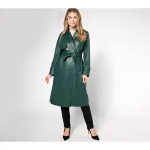 by Stacy London Regular Embossed Snake Faux-Leather Trench Coat