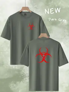 Trendy Personalized Unisex Biohazard Symbol Printed Short Sleeve T Shirts for Daily Casual Street Style and Daily Wear