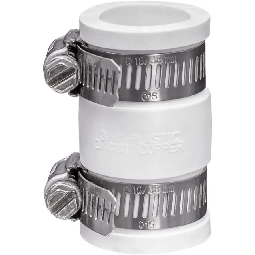 1056-075 3/4-in. Flexible PVC Condensate Pipe Coupling for Plastic and Copper Plumbing Connections in White