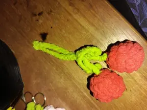 Crocheted Keychains - Cherries Design Made with Blanket Yarn - Unique Handcrafted Accessories