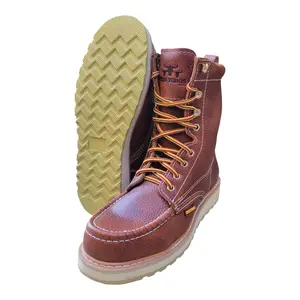 Botas de trabajo de hombre 8" piel genuina / Men's work boots 8" lace-up soft toe genuine leather