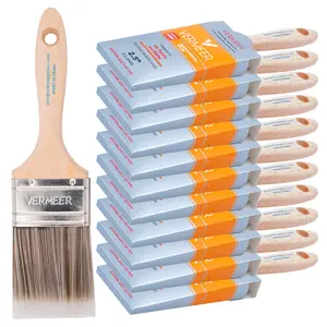 Vermeer Paint Brushes - 12-Pack - 2.5" Flat Brushes for All Latex and Oil Paints & Stains - Home Improvement - Interior & Exterior Use