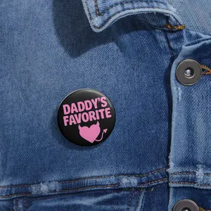 Custom Pin Buttons: Daddy's Favorite, Fun Gifts for Dads, Heart Badge, Denim Accessories, Unique Party Favors smut sticker