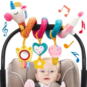 hahaland Car Seat Toys for Babies - Rattle, Mirror, Crinkle, Squeaky Carseat Stroller Toys  Developmental Newborn Baby Shower  0-6 Months Girl - Baby Toys 3-6 Months Gifts Musical Light Up Playpen Nursery Infant Sensory