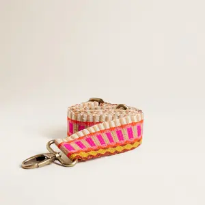 Adjustable Hand-Woven Crossbody Strap - Pink & Tan Pattern