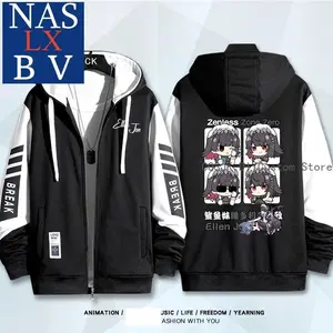 Ellen Joe Zenless Zone Zero Anime Jackets Autumn Winter Women Men Fashion Hooded Hoodie Zipper Sweatshirt Outwear Coat Loose Top