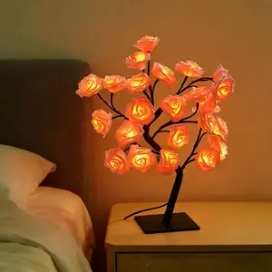 Rose-shaped tree night light, USB-powered, desktop lamp, bedroom lighting, holiday decorative lights, interior decor, Valentine's Day gift, home decor, decorative lamp, Led Light