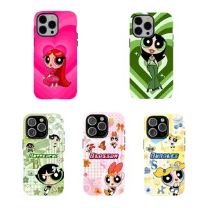 [No magnetic]  Powerpuff Girls Y2K Coquette Phone Case,Aesthetic durable phone Cover,Cute Blossom Bubbles Buttercup for iPhone 17 16 15 14 13 12 11 8 7 for Samsung Series,Shockproof Protective Dual-Layer design phone case,trending phone Cover