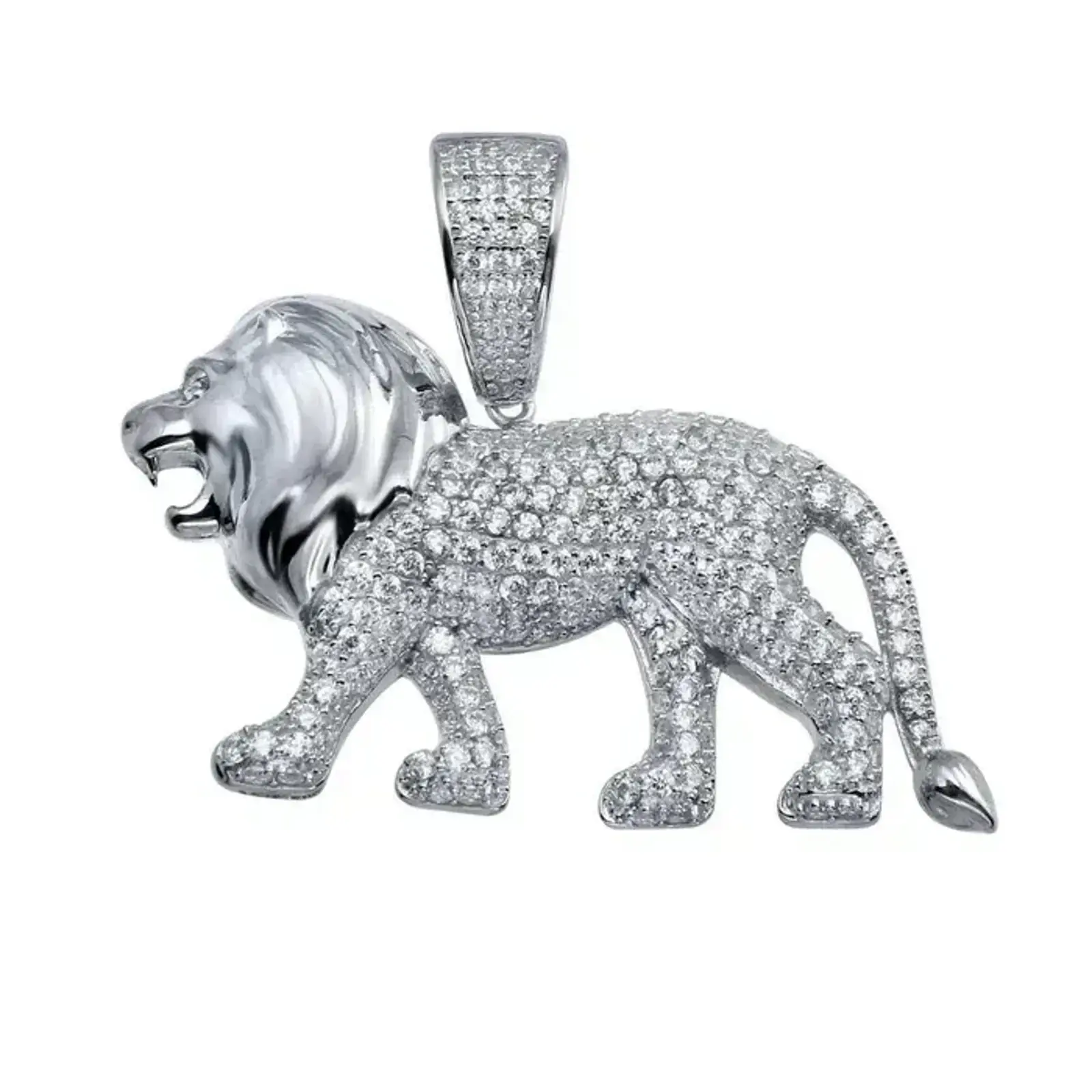 925 Sterling Silver Lion Pendant, Rhodium-Plated, Elegant Jewelry for Adults' Daily Wear