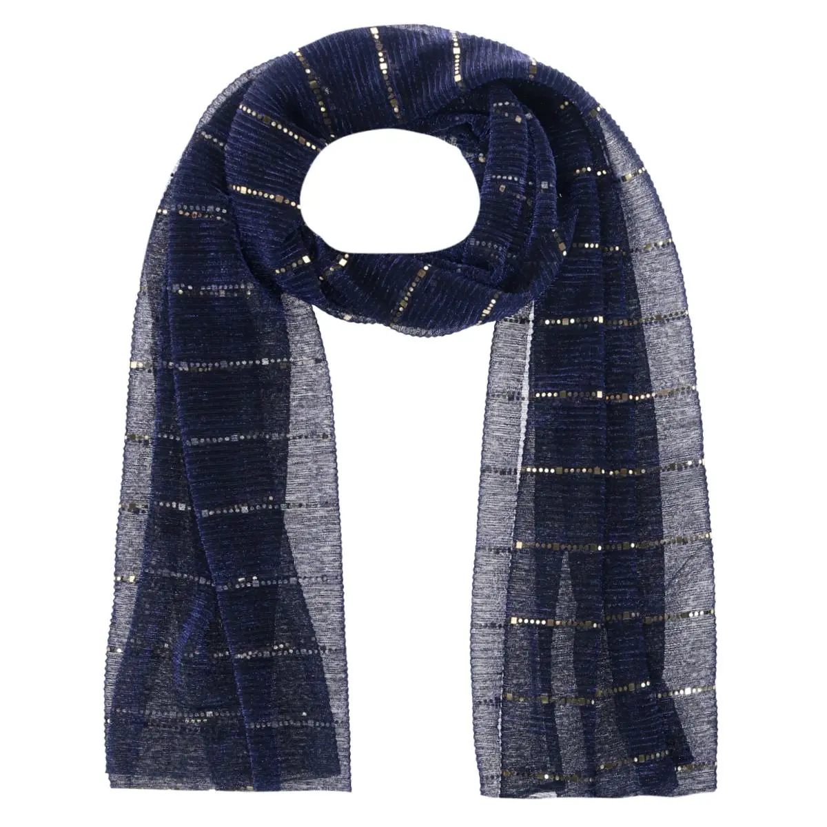 CTM Women's Sheer Sparkling Metallic Stripe Lightweight Scarf