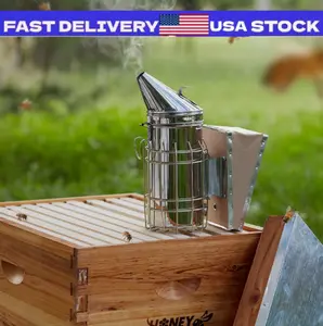 Bee Hive Smoker Stainless Steel with Heat Shield Calming Beekeeping Equipment