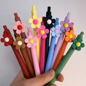 30/50Pcs 3D Flower Press Pens, Matte Multicolor, Gift Set (15/25 Pens + 15/25 Refills), Cute Office Stationery