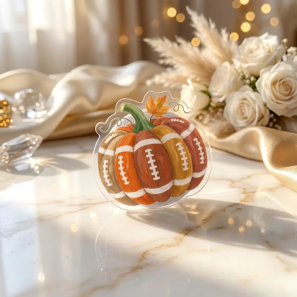 Football Fall Pumpkin Phone Grip, Vintage Cozy Fall Mobile Stand, Game Day Season Phone Holder, Cute Autumn Football Accessories Gift For Her