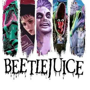 Beetlejuice 20 oz Halloween Tumbler Featuring Iconic Characters and Logo Design