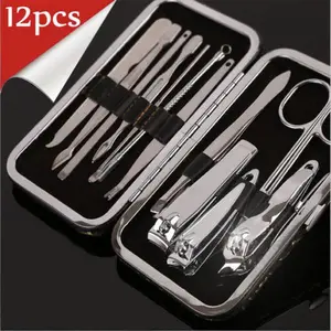 12pcs Professional Nail Care Pedicure Manicure Set Cuticle Clipper Kit White