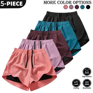 Women’s summer shorts 5-pack — fashionable, versatile outdoor casual athletic shorts; multiple colors available; women’s shorts, summer shorts